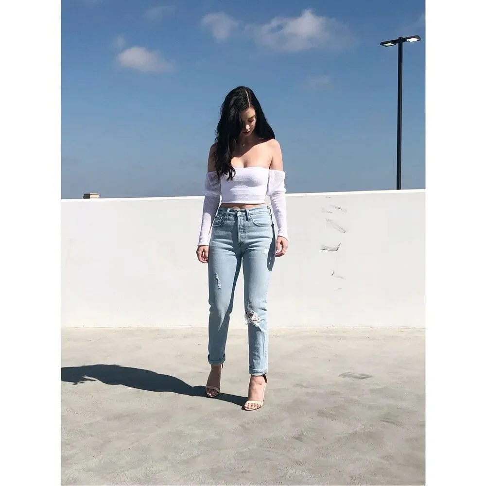 Levi's 501 Skinny Light Blue Straight Leg Jeans